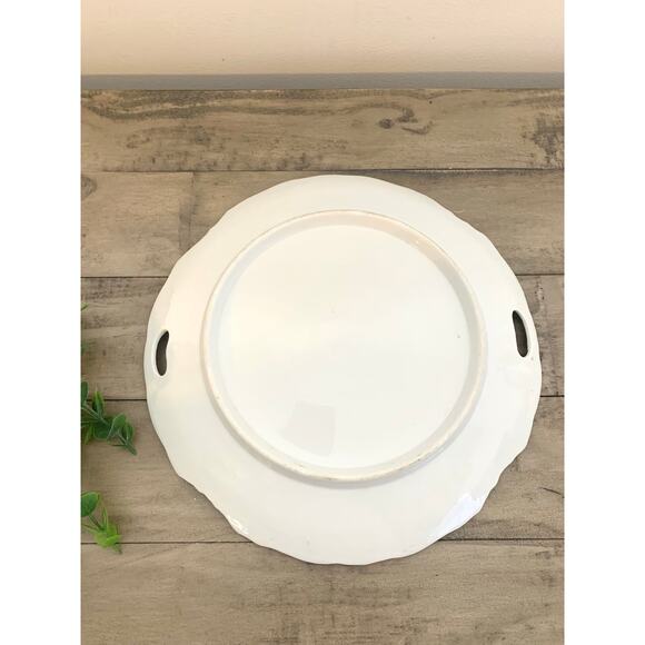 Antique Porcelain Cake Plate Roses Gold Trim Floral Tray Romantic Victorian Pink - Picture 11 of 11